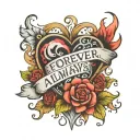 forever and always in a heart shape  tattoo design idea