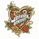 forever and always in a heart shape  tattoo design idea
