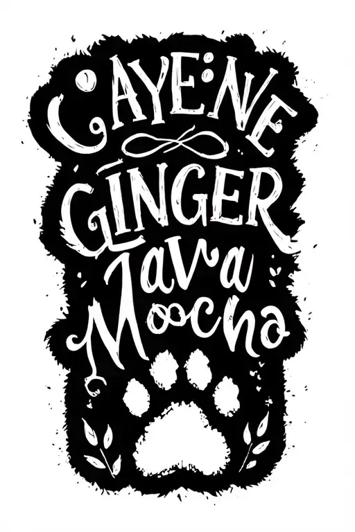 "Cayenne Ginger Java Mocha " Bird Dog paw print tattoo design idea