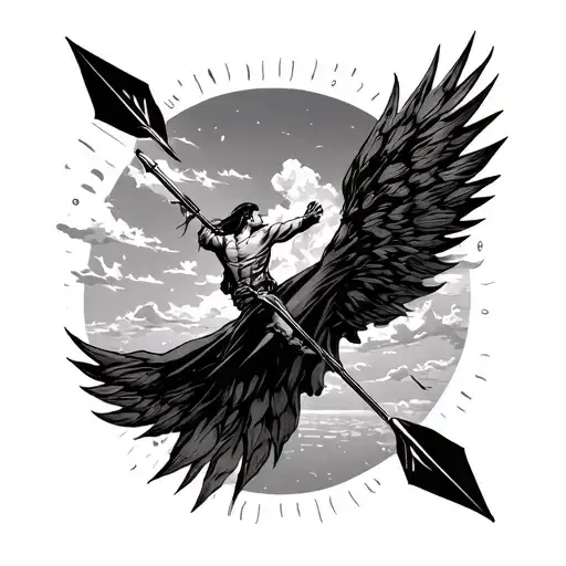 I take a step, take a second road under my feet, the sky above my head, confidently, like arrows at a time, I will not say, tattoo design idea