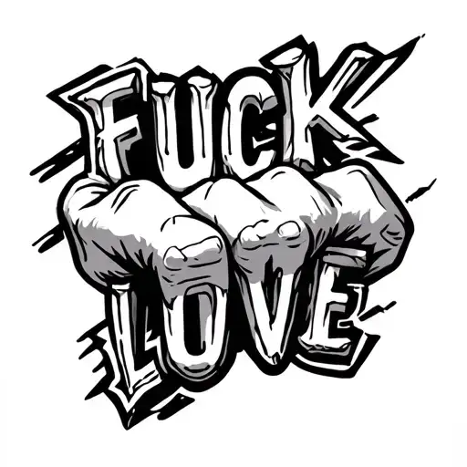 fuck love on knuckles tattoo design idea