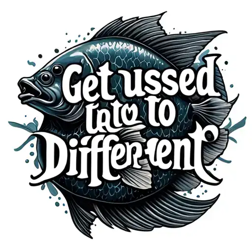 "Get used to different" ichthus fish tattoo design idea