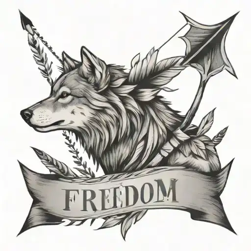 wolf,pearl,arrow and freedom she is someone tattoo design idea