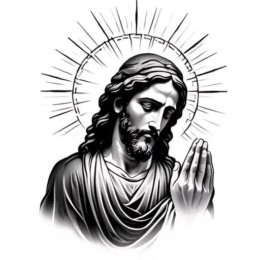 jesus praying tattoo design idea