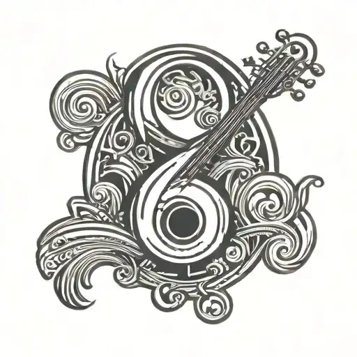 bass clef comined with volleyball  tattoo design idea