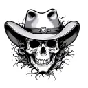 Skull and a cowboy hat tattoo design idea