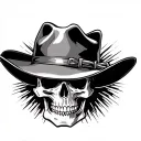 Skull and a cowboy hat tattoo design idea