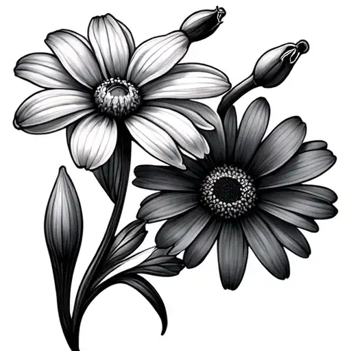 Snowdrop flower and daisy flower tattoo design idea