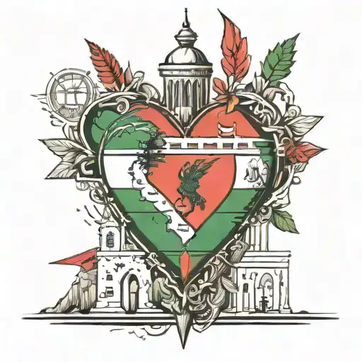 kufiya lebanon flag palestine flag heart made tattoo design idea