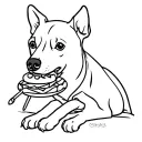 A dog with a kebab and shawarma in the background. keep it as simple as possible drawn in one line  tattoo design idea