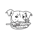 A dog with a kebab and shawarma in the background. keep it as simple as possible drawn in one line  tattoo design idea