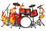 illusion drum set fire tattoo design idea
