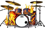 illusion drum set fire tattoo design idea