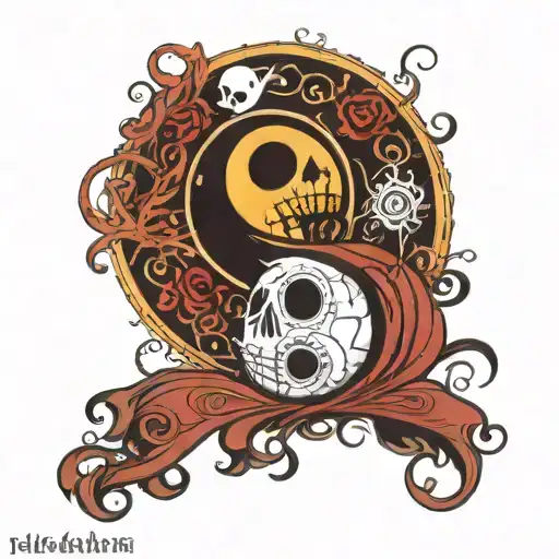Jack and Sally yin yang symbol tattoo design idea