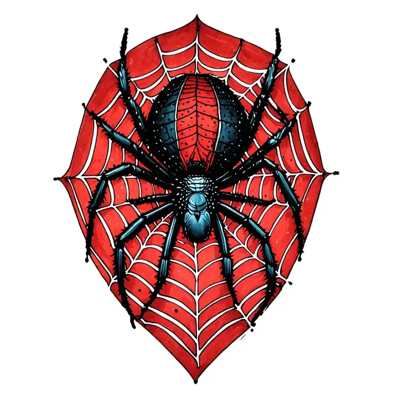spiderweb and blackwidow spider weaving a web tattoo design idea