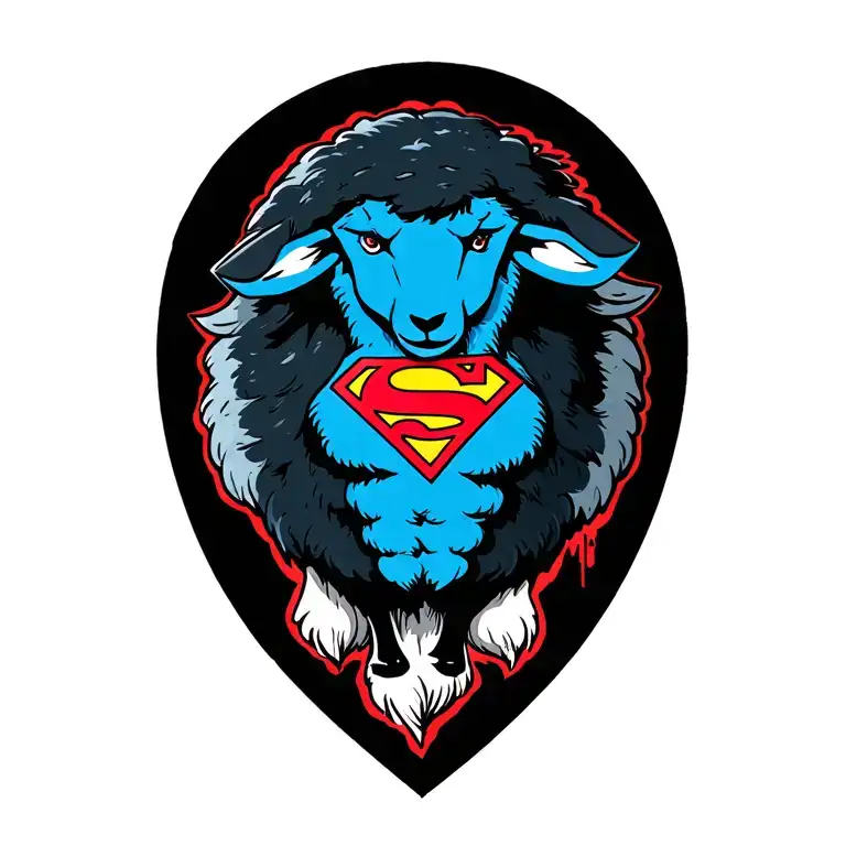 sheep in wolf's skin with Superman logo on chest tattoo design idea
