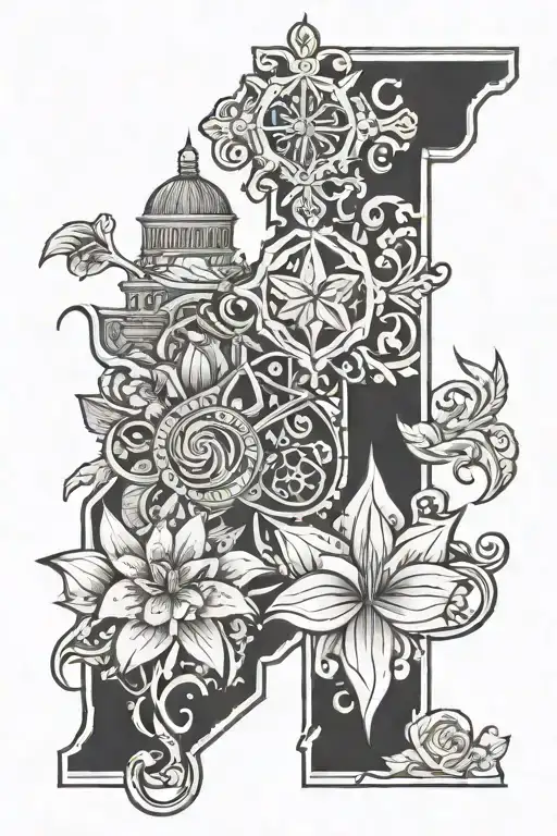 religious symbols, city of Houston, daughters names Lilly and paisley tattoo design idea