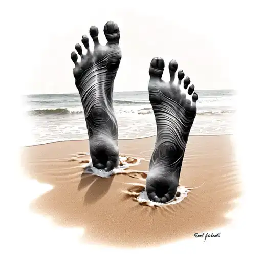Footprints In The Sand tattoo design idea
