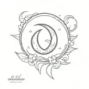 waxing Crescent moon with Isa name  tattoo design idea