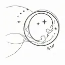 waxing Crescent moon with Isa name  tattoo design idea