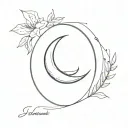 waxing Crescent moon with Isa name  tattoo design idea