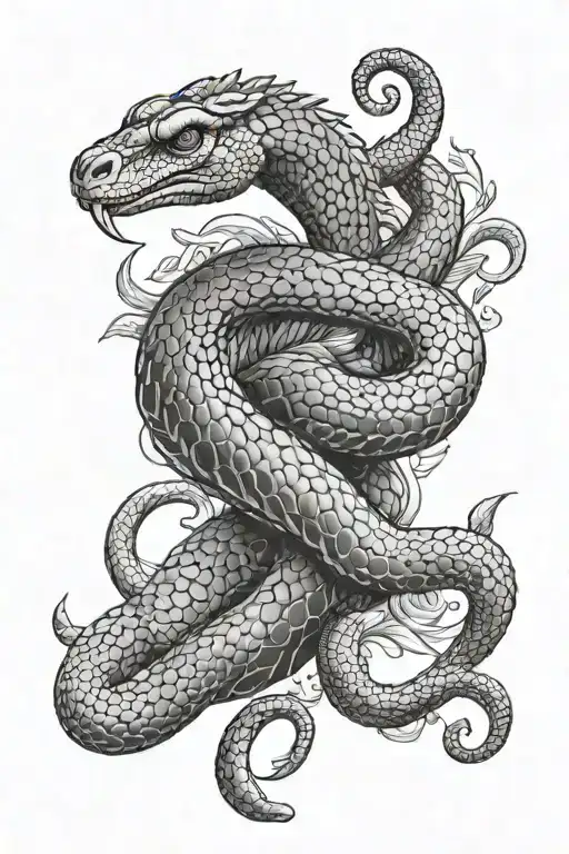 aries snake tattoo design idea