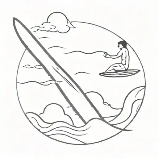 busy to calm mind when i sit on my surfboard in the ocean tattoo design idea