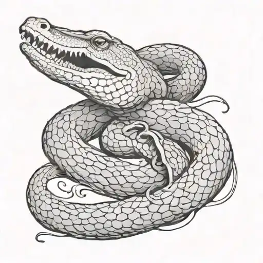 crocodale and anaconda coiling tattoo design idea