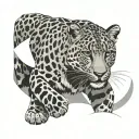 Amur leopard on snow tattoo design idea
