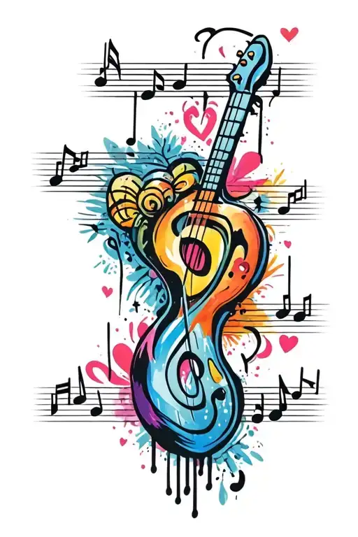music heartbeat love happy face tattoo design idea