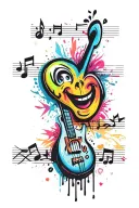 music heartbeat love happy face tattoo design idea