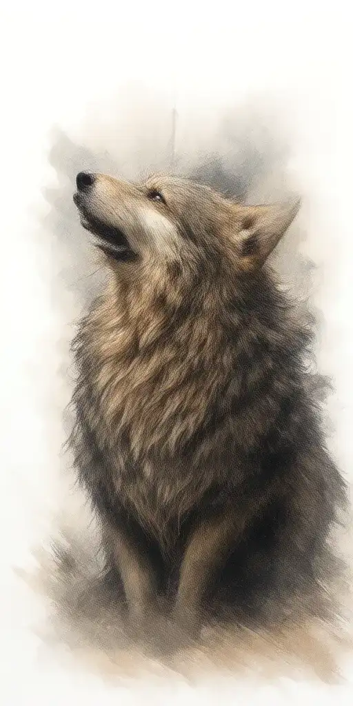 Wolf howling tattoo design idea