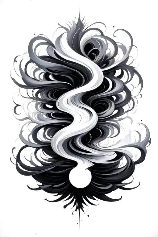 optical illusion , spiritual theme, flowing, that changes when flipped upside down to create something tattoo design idea
