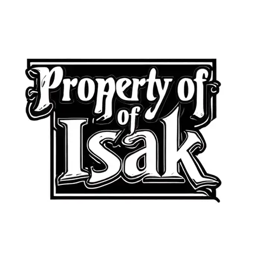 "Property of Isak" cattle brand type, on left buttcheek. (rectangular) tattoo design idea