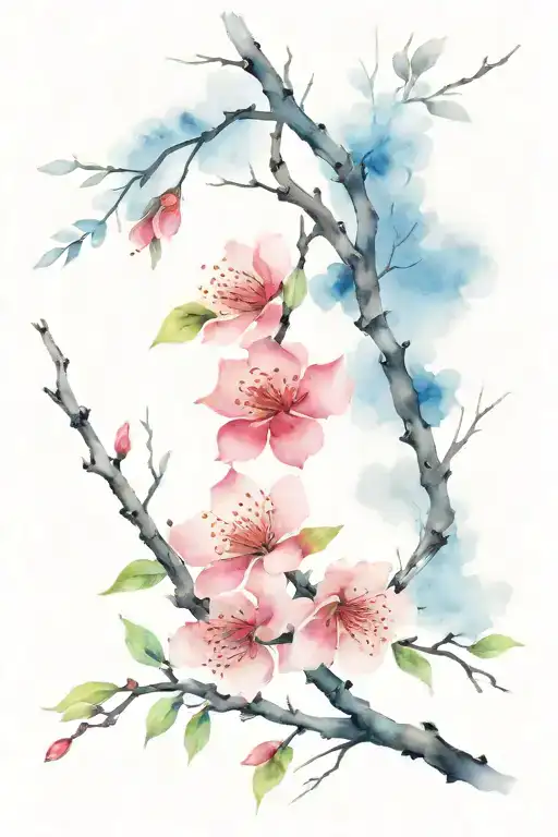 ronin and sakura branch tattoo design idea