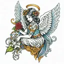 angel mosaic tattoo design idea