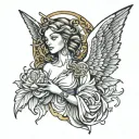 angel mosaic tattoo design idea