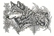 Wolf And Cross tattoo design idea