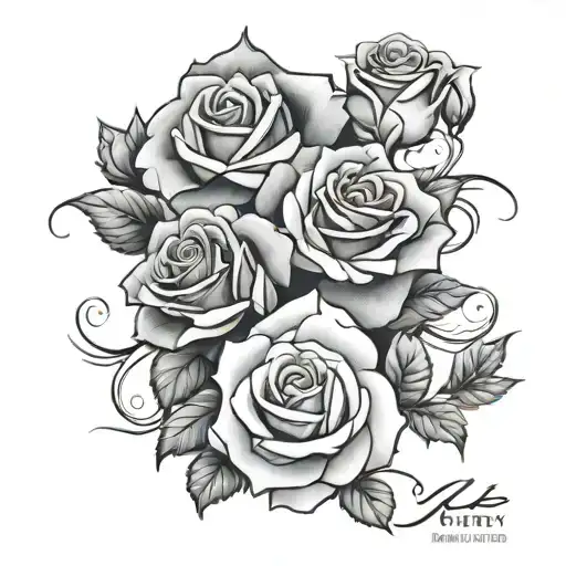 roses with a name written inside "Kristy Kate " Tattoo Design tattoo design idea