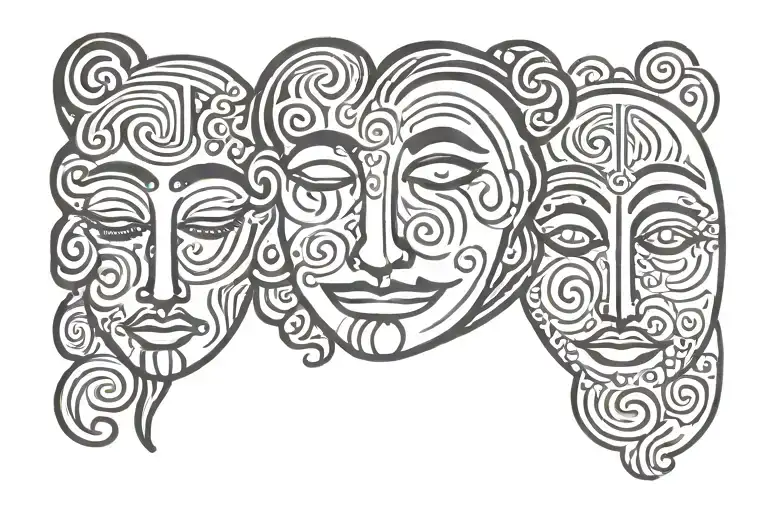 happy and sad face tattoo design idea