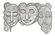 happy and sad face tattoo design idea