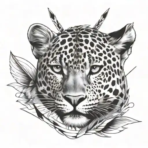 leopard with arrows tattoo design idea