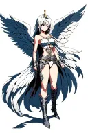 anime warrior with angel wings tattoo design idea