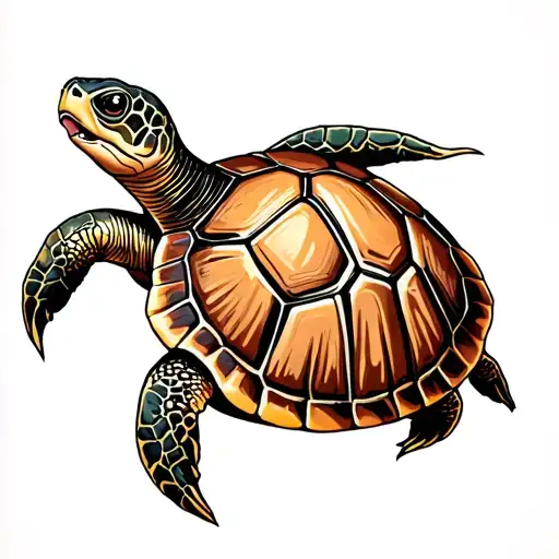 shellback turtle swimming tattoo design idea