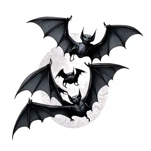 tattoo transition with bats 6 pieces like Eddie tattoo design idea