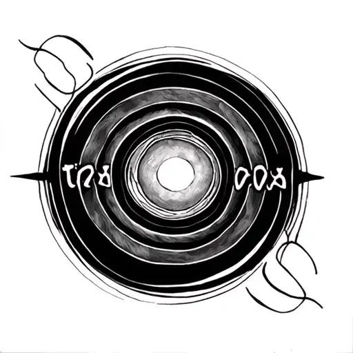 Create a tattoo with two concentric circles. The outer circle will only have the text “/  ..    .-.. --- ...- .    -.--  tattoo design idea