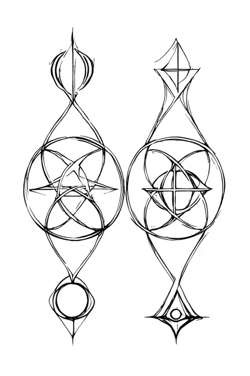 four basic element alchemy symbols intertwined tattoo design idea
