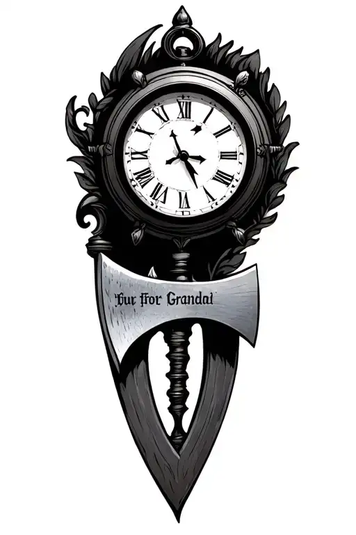 something for grandad and little clock with blade axe inspired tattoo design idea