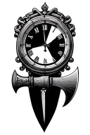 something for grandad and little clock with blade axe inspired tattoo design idea