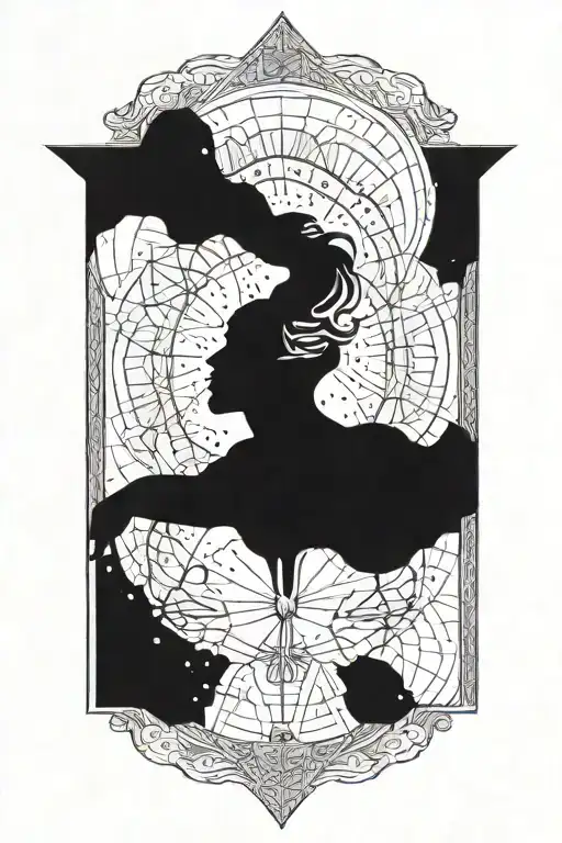 heaven opening her coat to reveal hidden galaxies tattoo design idea